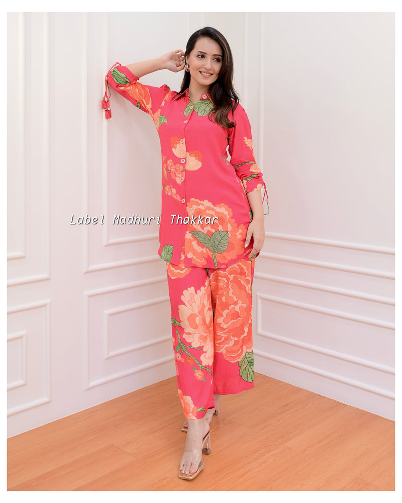 Pink Floral Muslin Co-ord
