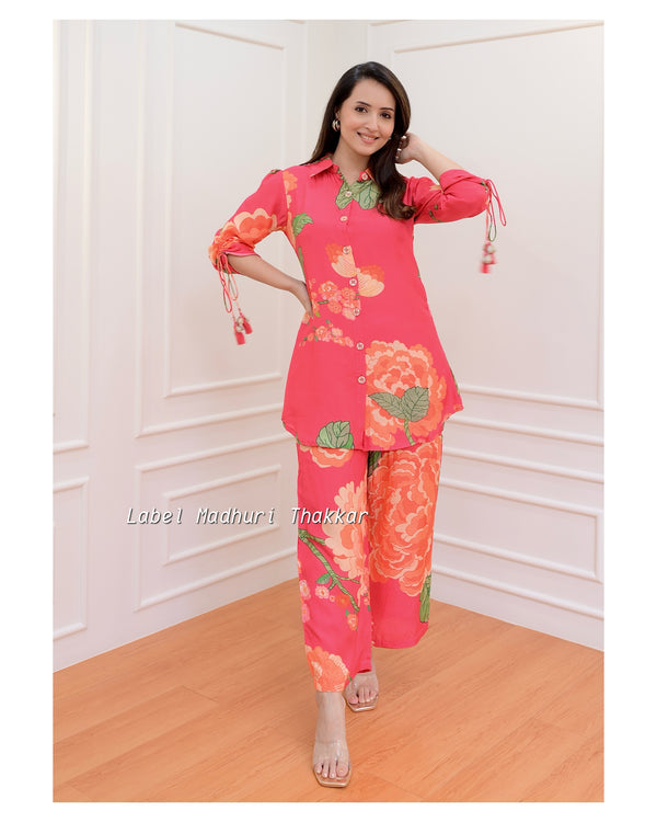 Pink Floral Muslin Co-ord