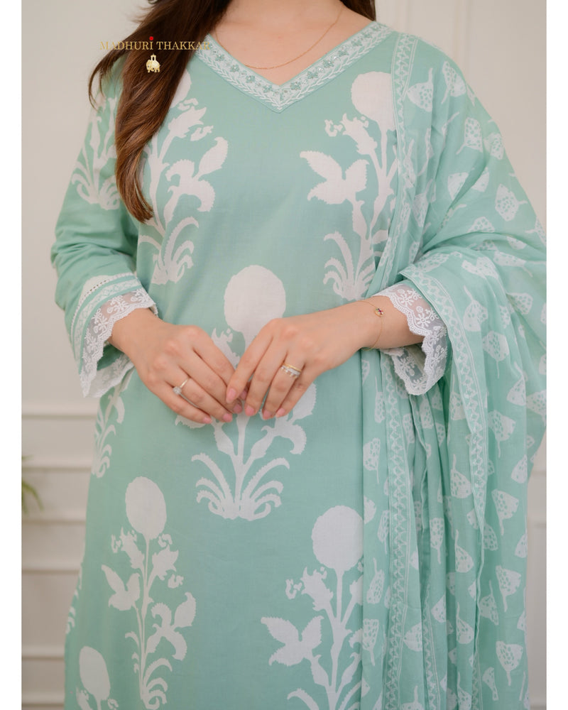 Mint Green Mul Cotton Suit Set
