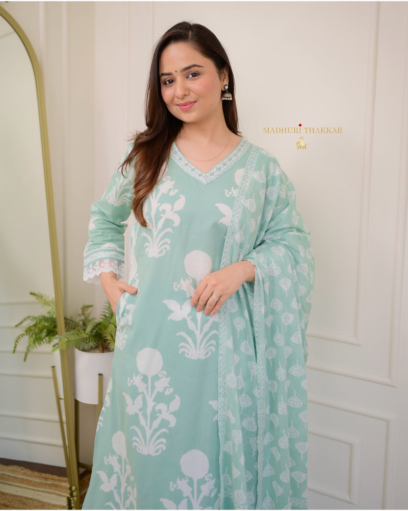 Mint Green Mul Cotton Suit Set