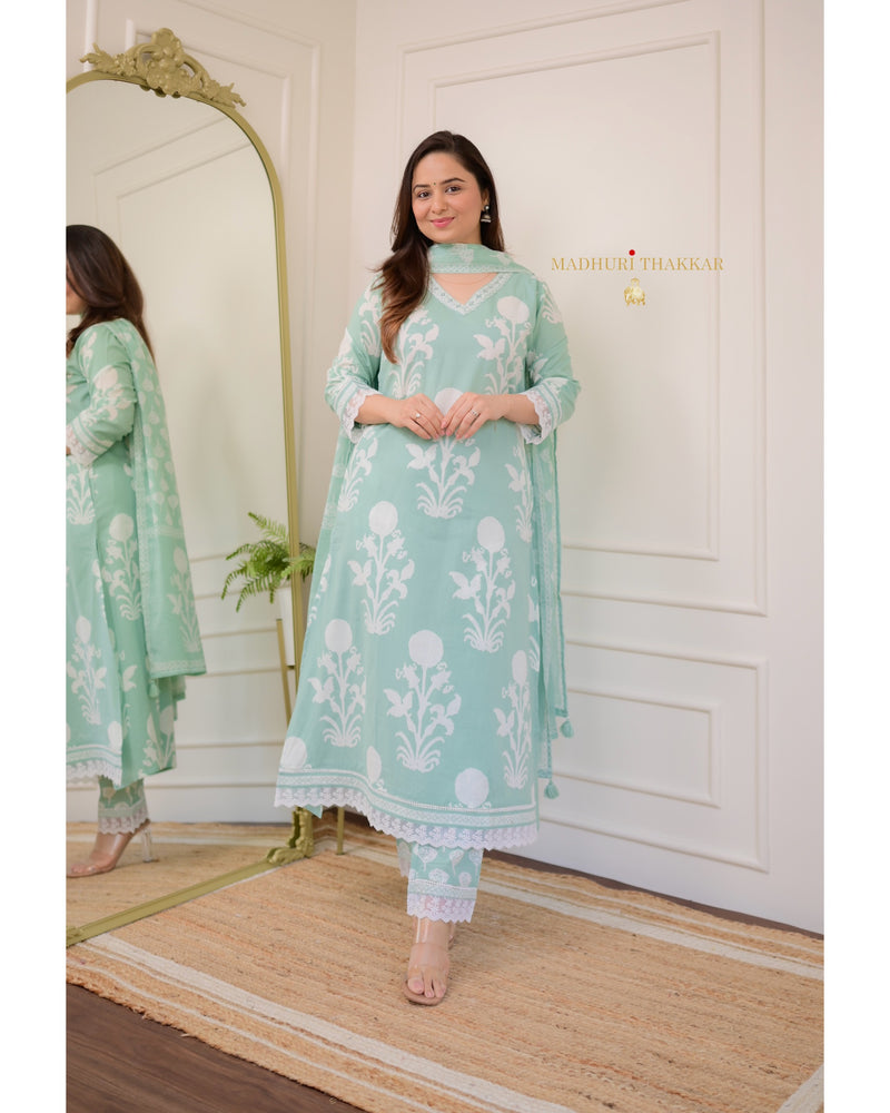 Mint Green Mul Cotton Suit Set