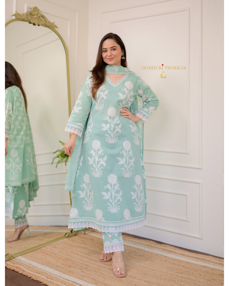 Mint Green Mul Cotton Suit Set