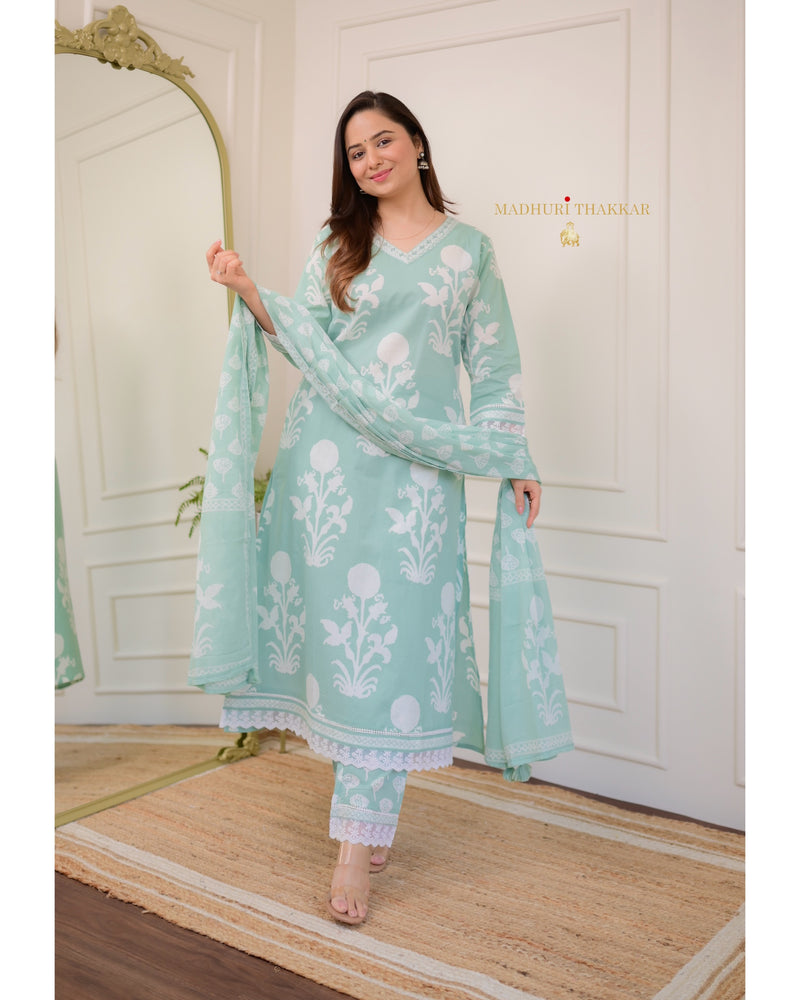 Mint Green Mul Cotton Suit Set