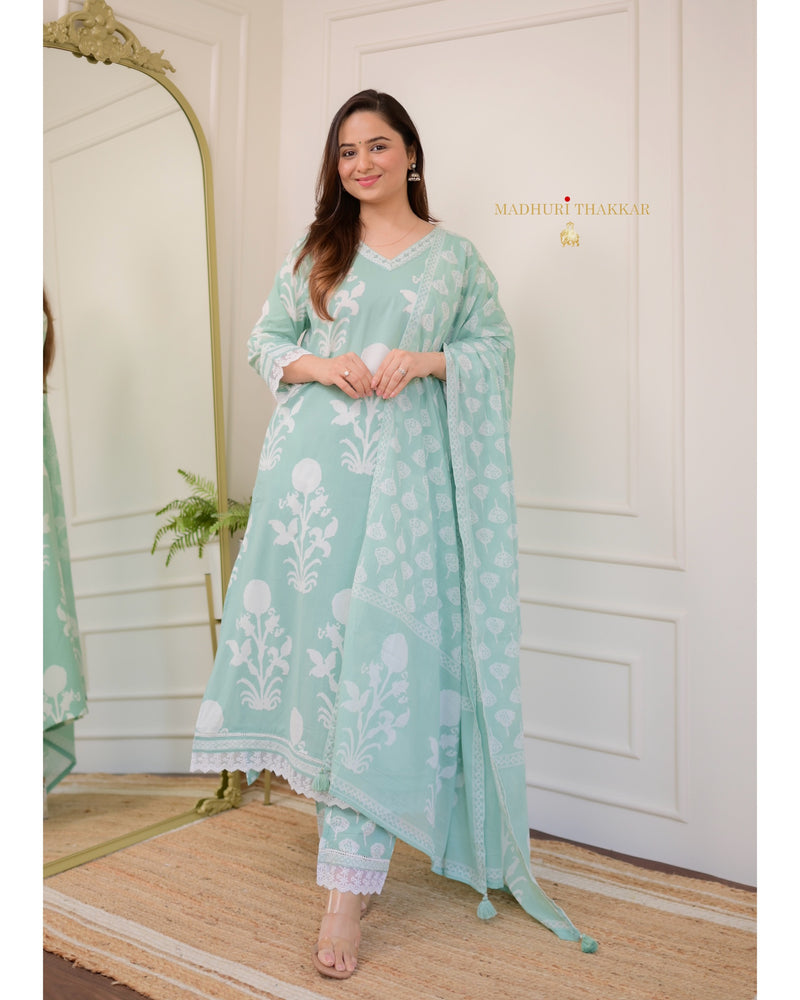 Mint Green Mul Cotton Suit Set