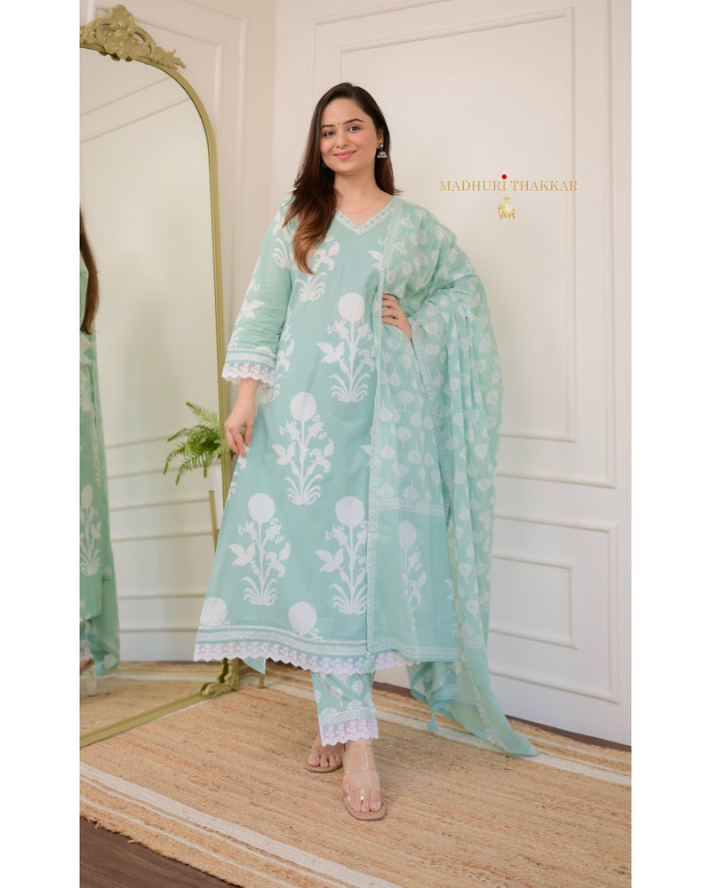 Mint Green Mul Cotton Suit Set