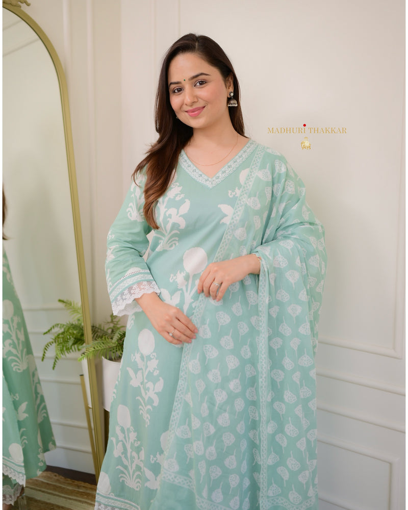 Mint Green Mul Cotton Suit Set