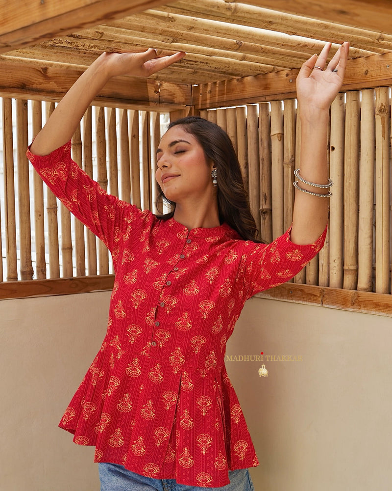 Red Printed Cotton Tunic