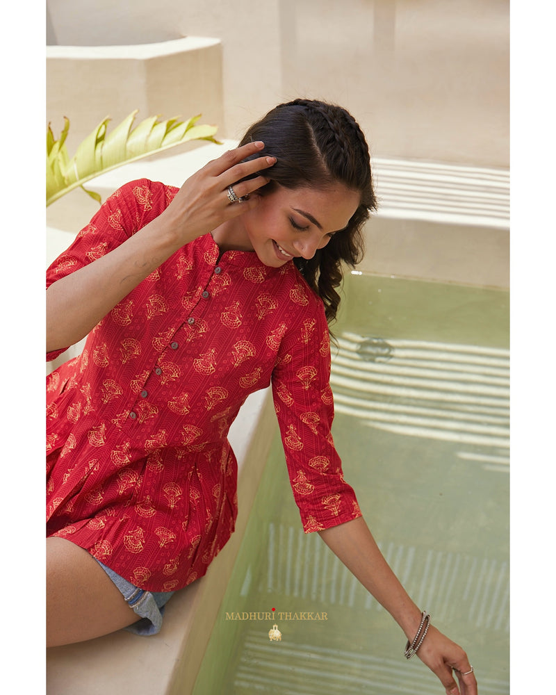 Red Printed Cotton Tunic