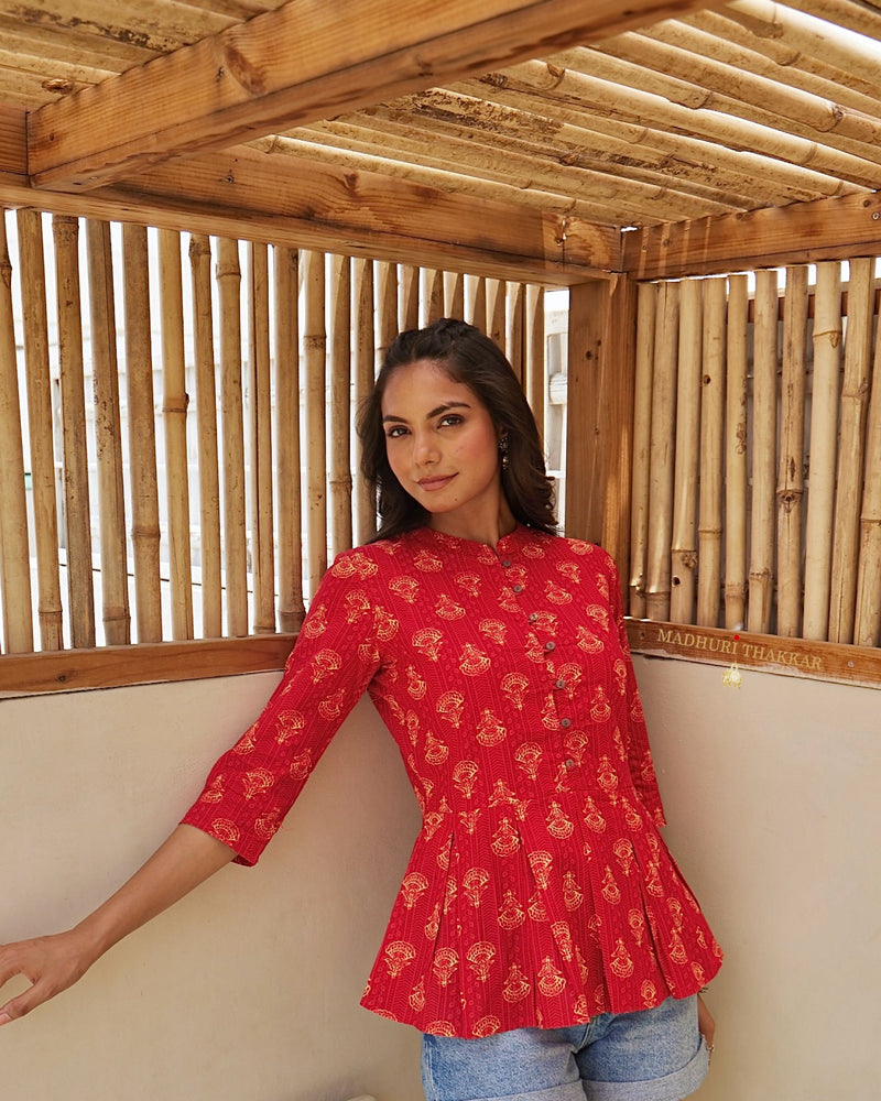 Red Printed Cotton Tunic