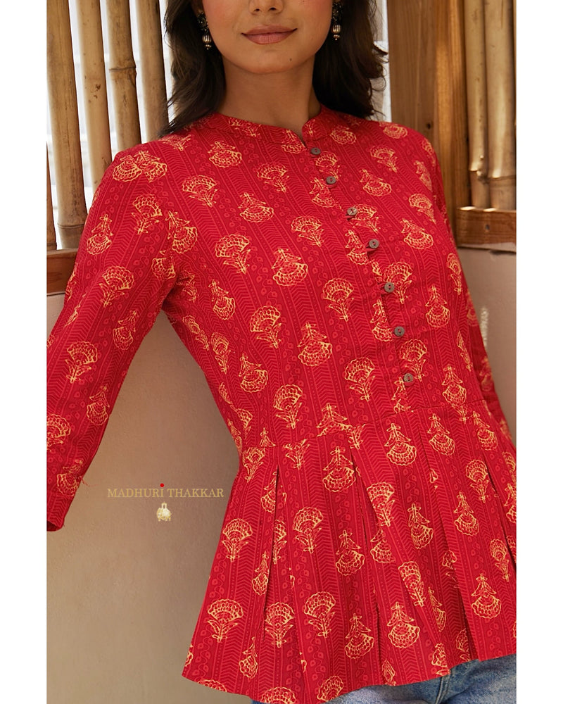 Red Printed Cotton Tunic