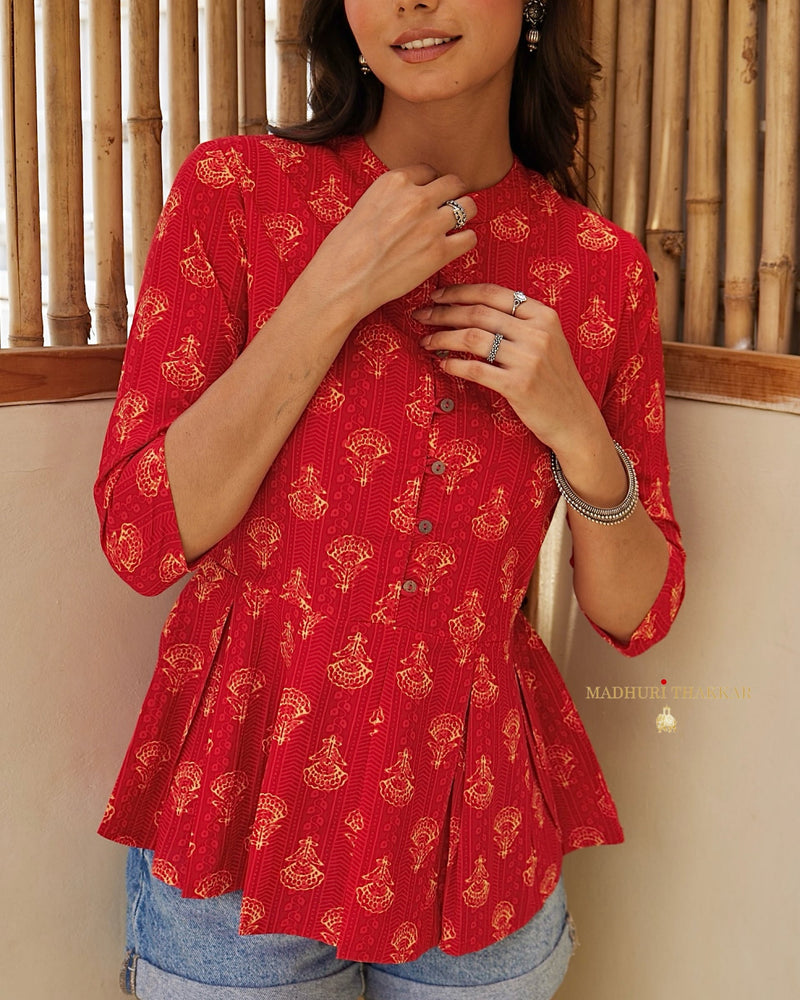 Red Printed Cotton Tunic
