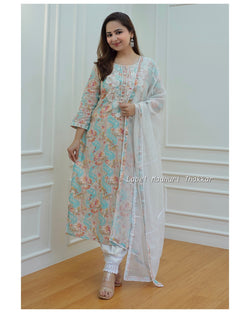 Blue Floral Gulnar Suit