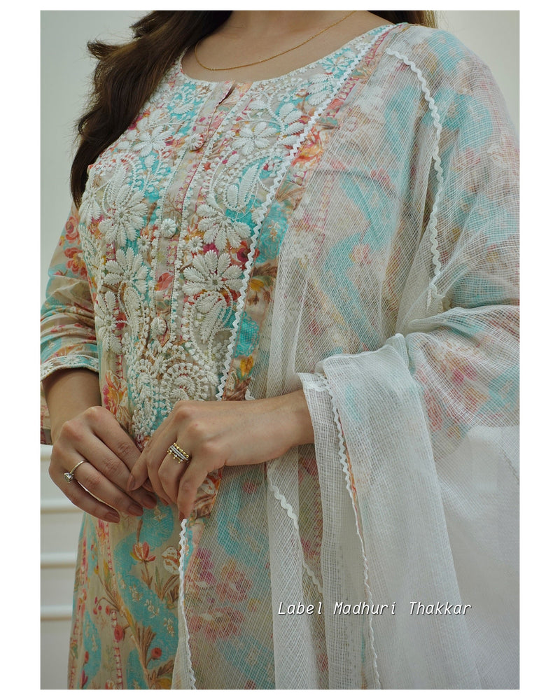 Blue Floral Gulnar Suit