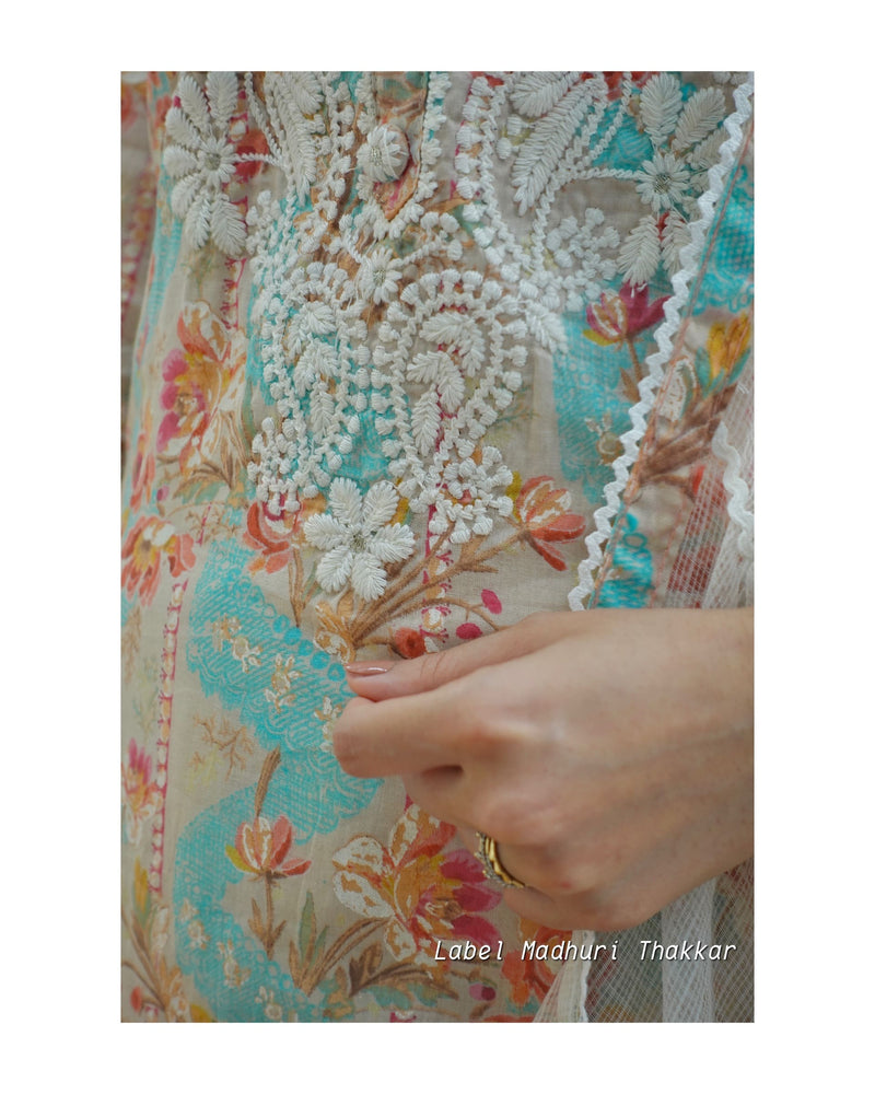 Blue Floral Gulnar Suit