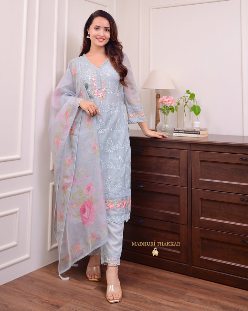 pakistani dress organza Pakistani Organza Dress with Embroidery #Y6016