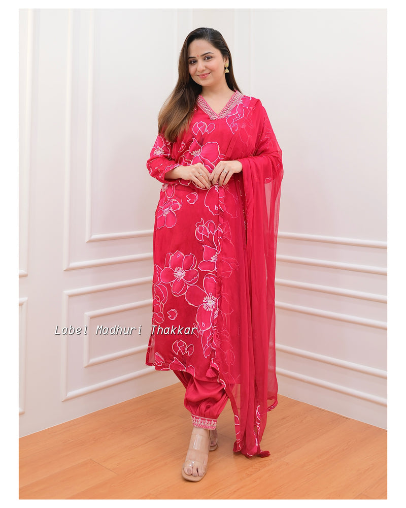 Rani Floral Chinnon Afghani Suit