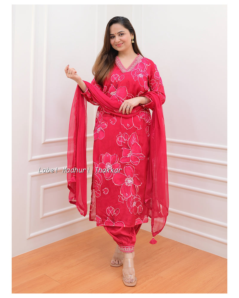 Rani Floral Chinnon Afghani Suit