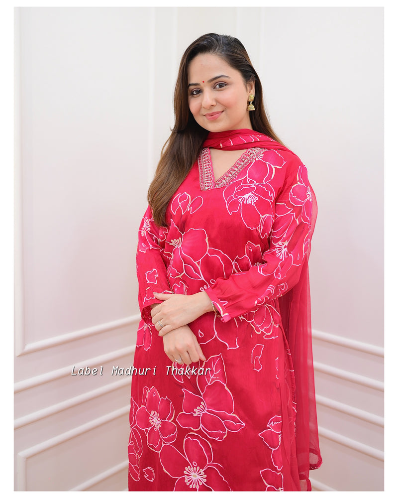 Rani Floral Chinnon Afghani Suit