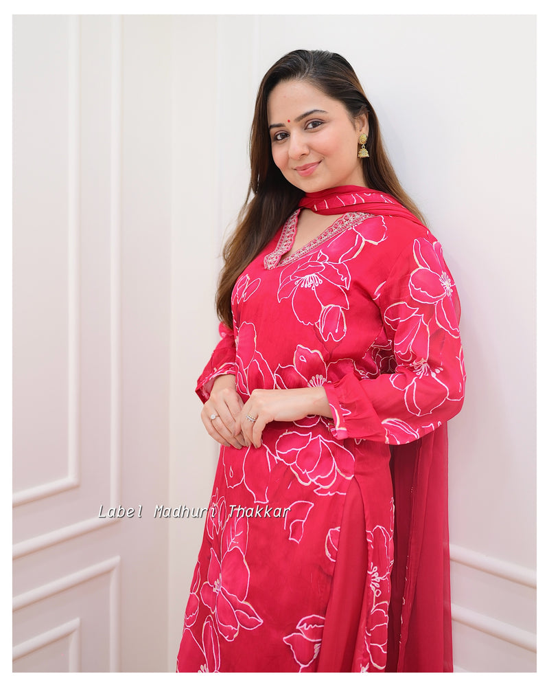 Rani Floral Chinnon Afghani Suit