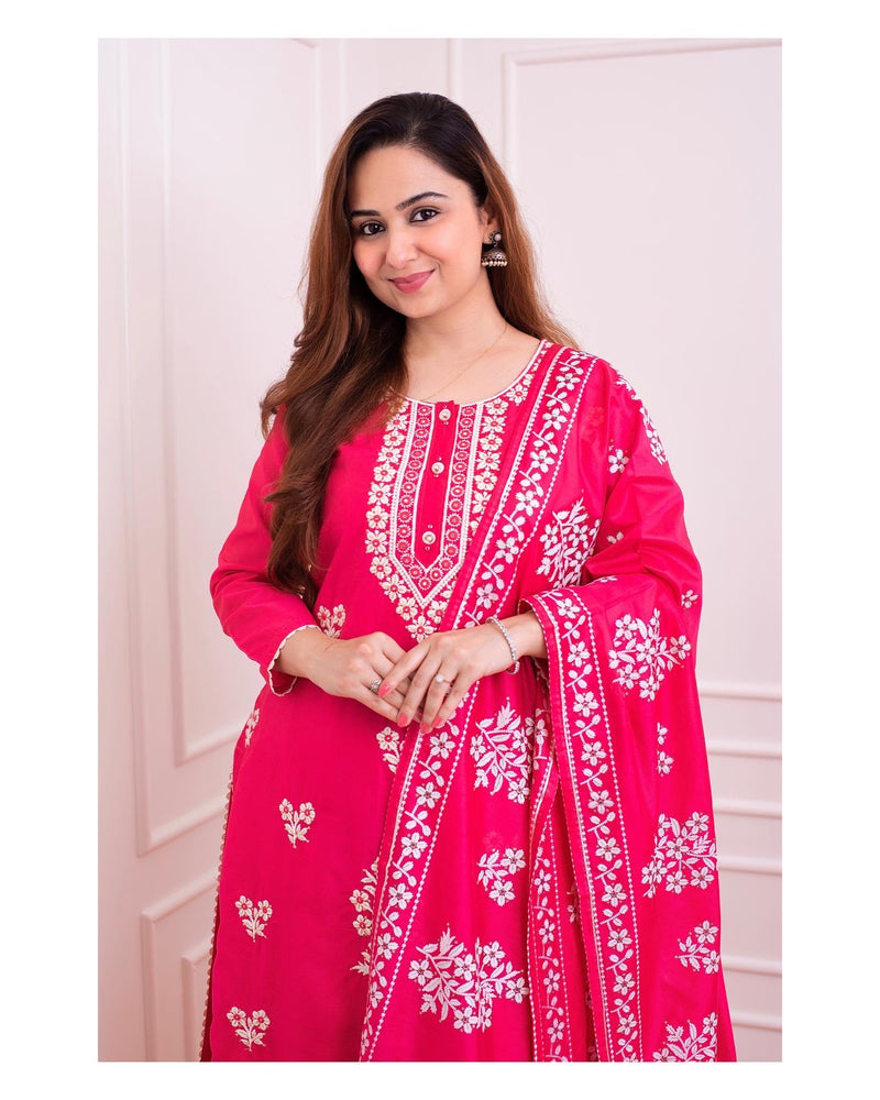 Rani Pink Threadwork Suit