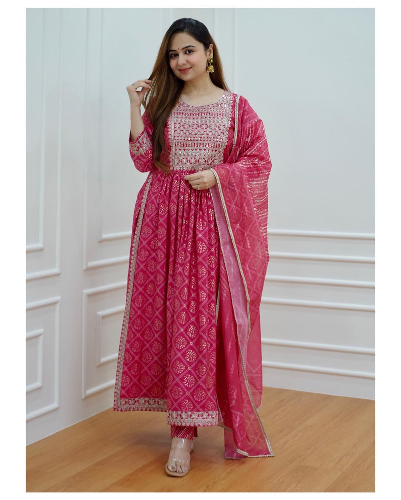 Pink Chanderi Nayra Suit Set