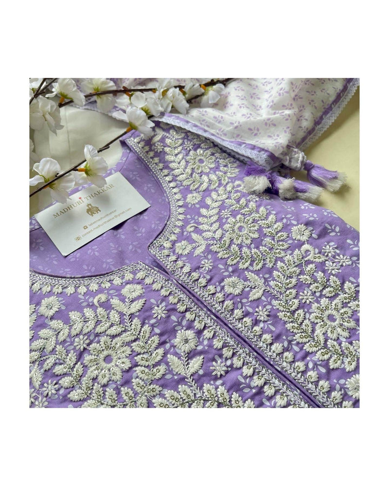 Lavender Embroidered Suit Set