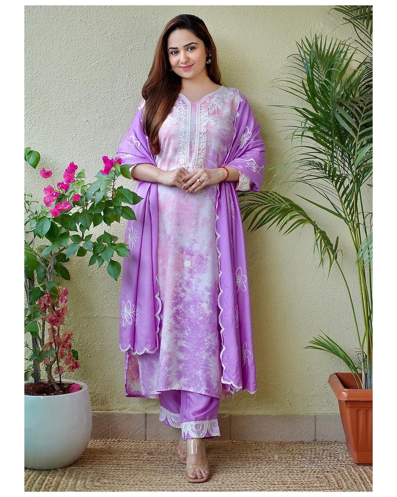 Pink Lucknowi Embroidered Rayon Suit