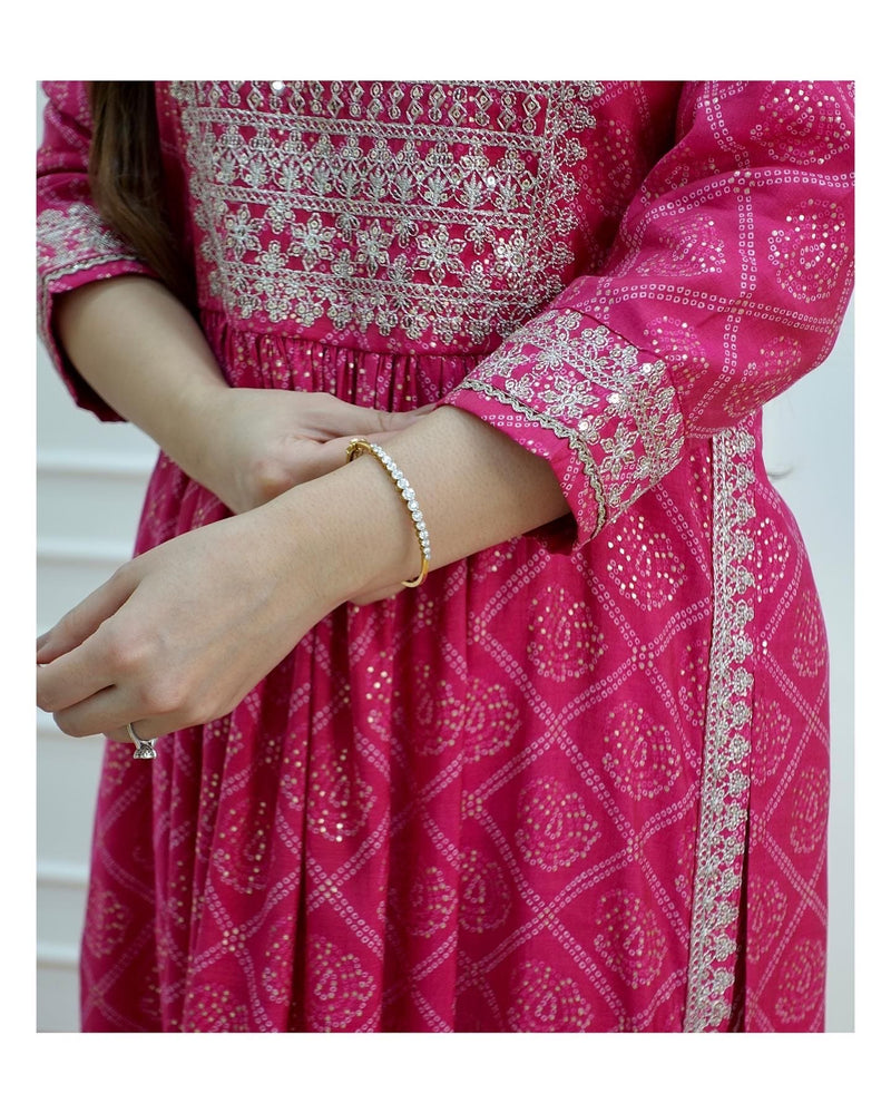 Pink Chanderi Nayra Suit Set