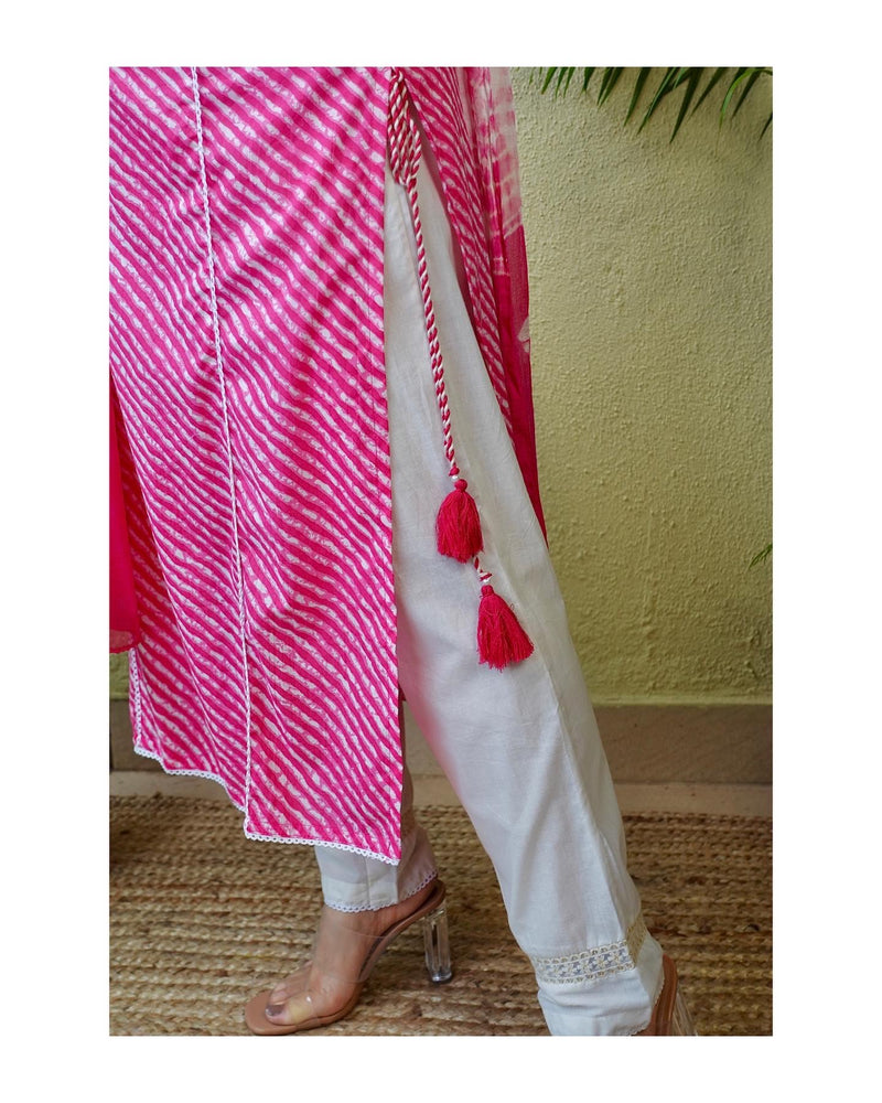 Rani Pink Leheriya Suit Set