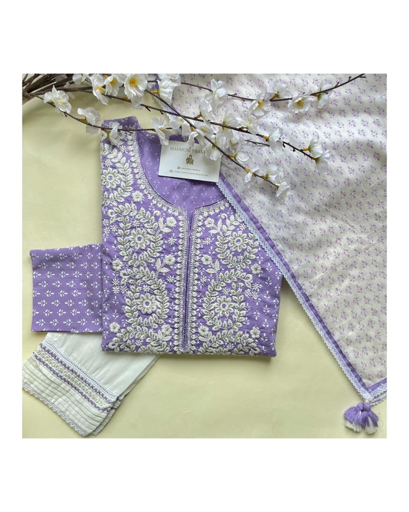 Lavender Embroidered Suit Set