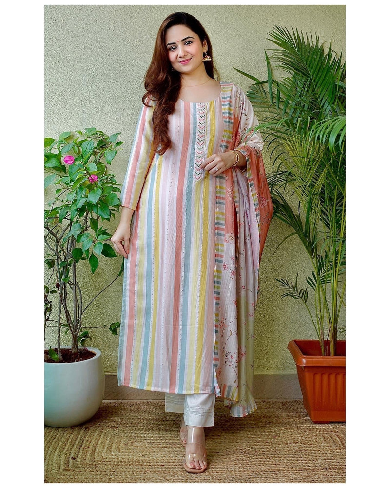 STRIPED SUIT (E0716/102/205) | ETHNIC in 2023 | Casual wear dress, Fashion  design clothes, Best designer suits