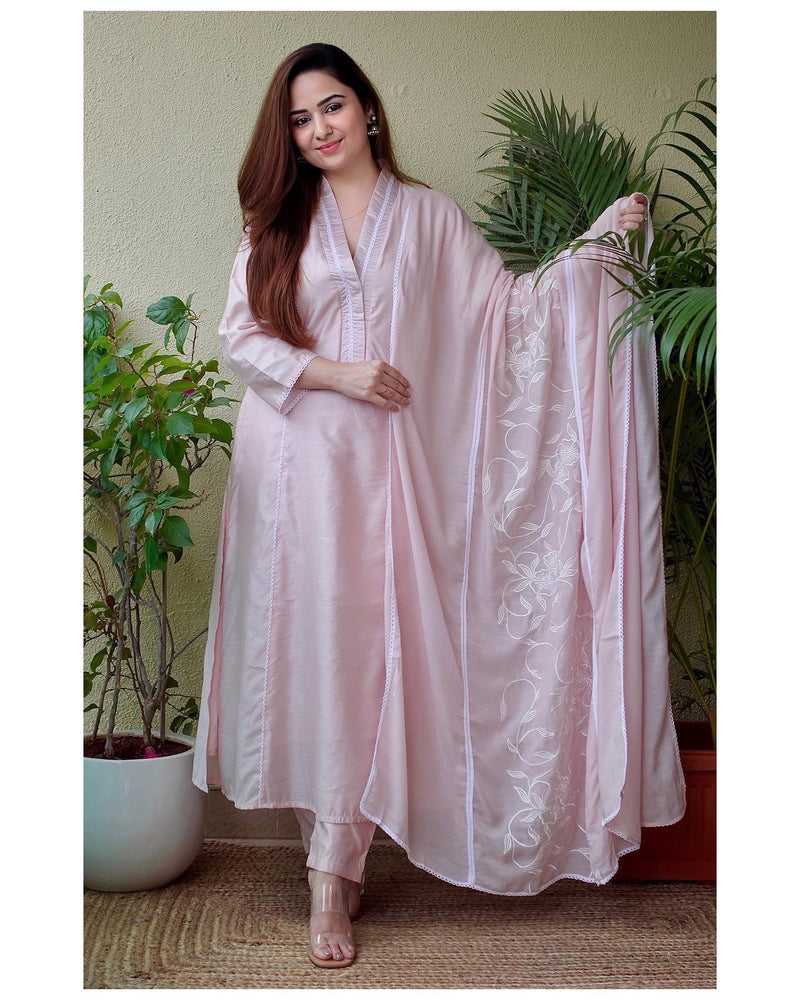Blush Pink Silk Suit