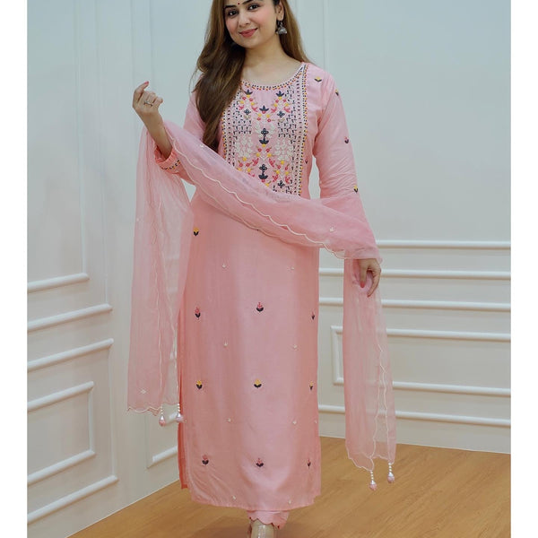Light Pink Color Party wear Fancy Cotton Sharara Suit – fashionnaari