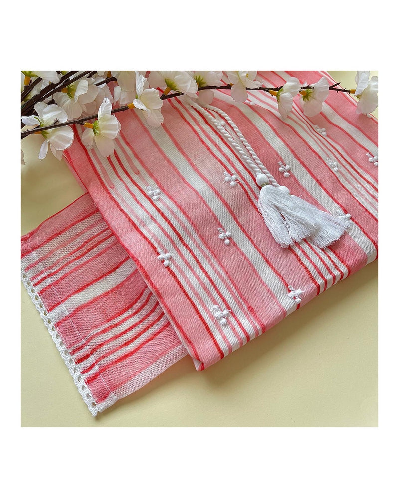 Pink Linen Striped Kurti