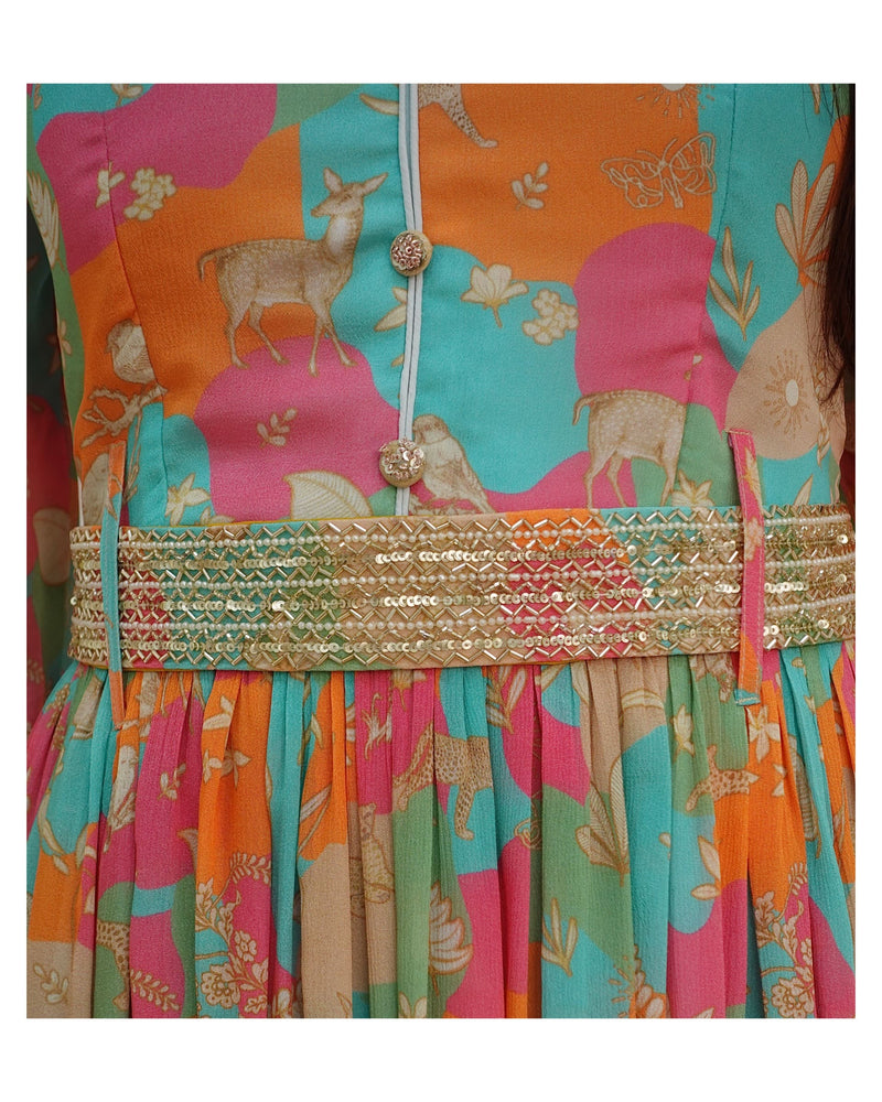 Multi Color Chinnon Gown