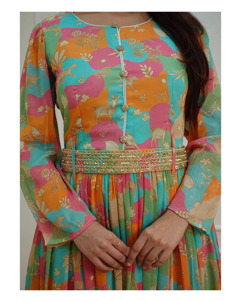 Multi Color Chinnon Gown