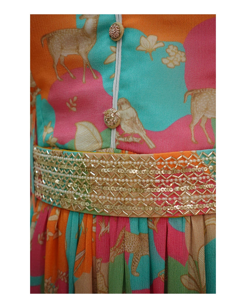 Multi Color Chinnon Gown