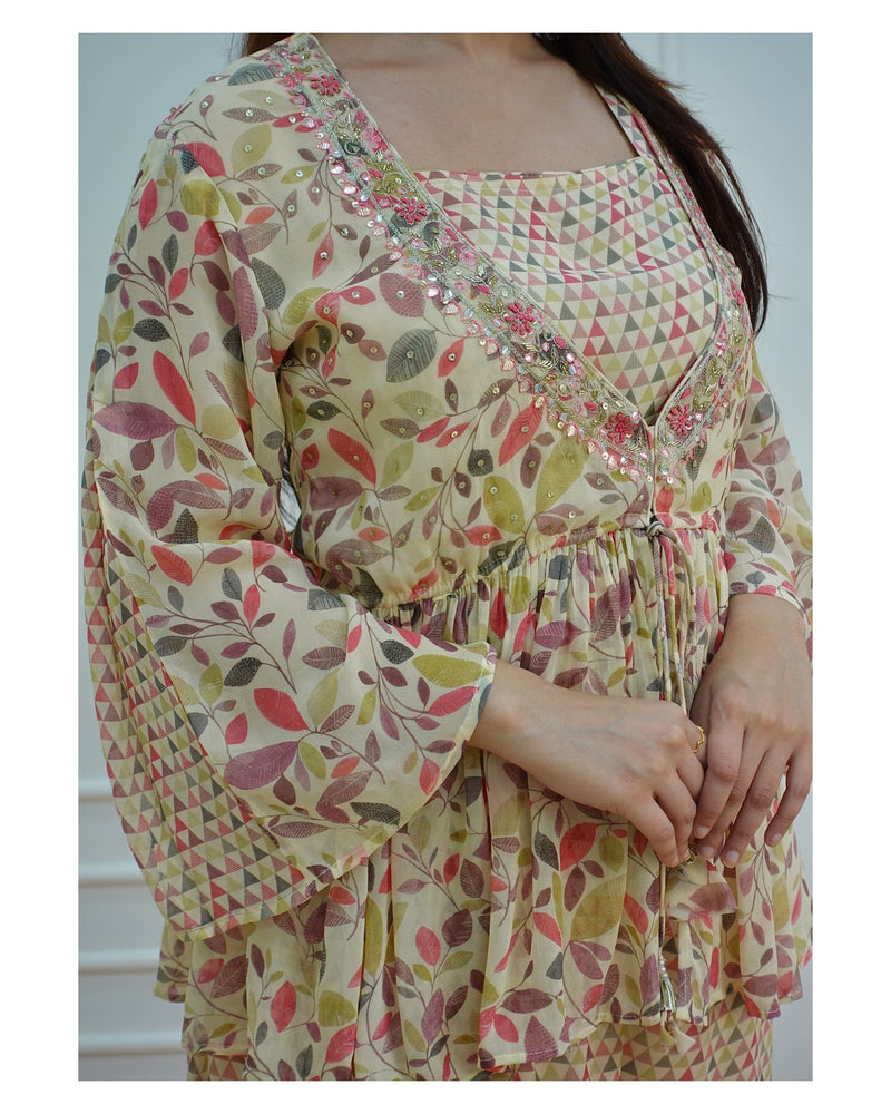 Ivory Floral Handwork Sharara Set