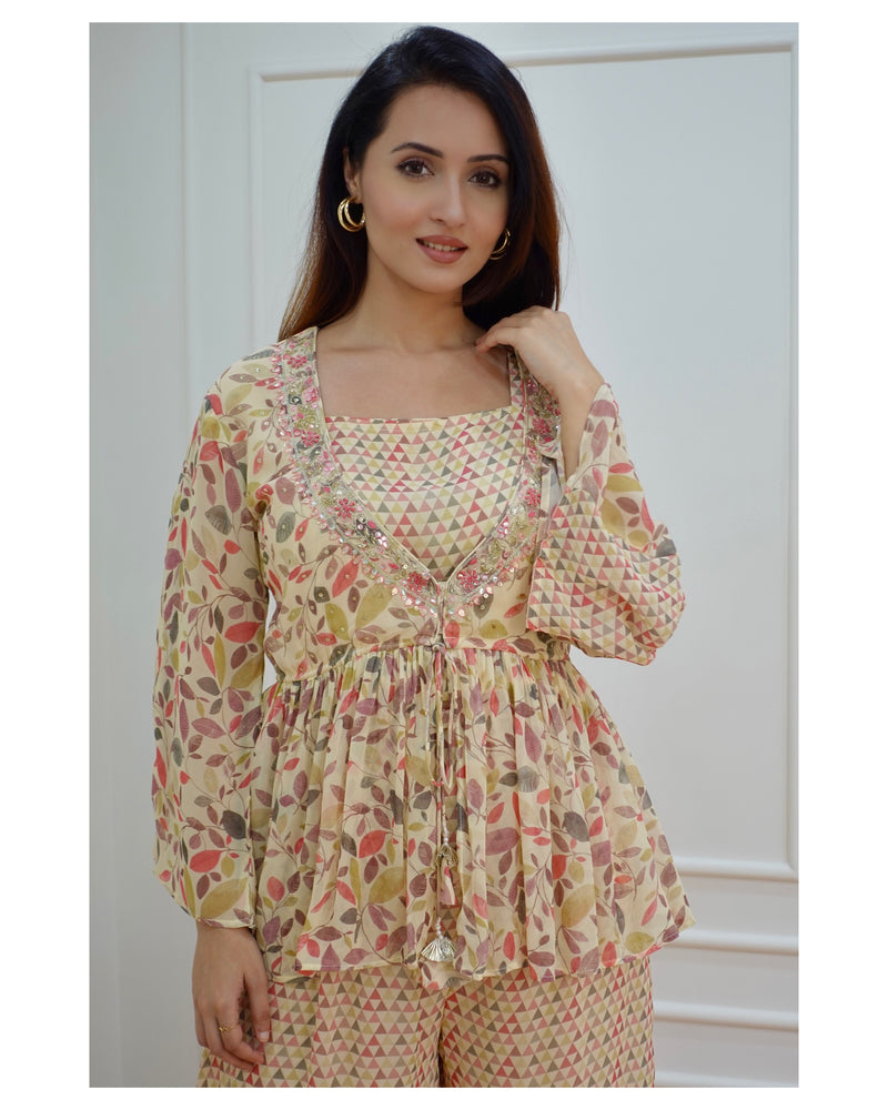 Ivory Floral Handwork Sharara Set