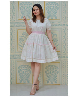 Pink-White Cotton Dress
