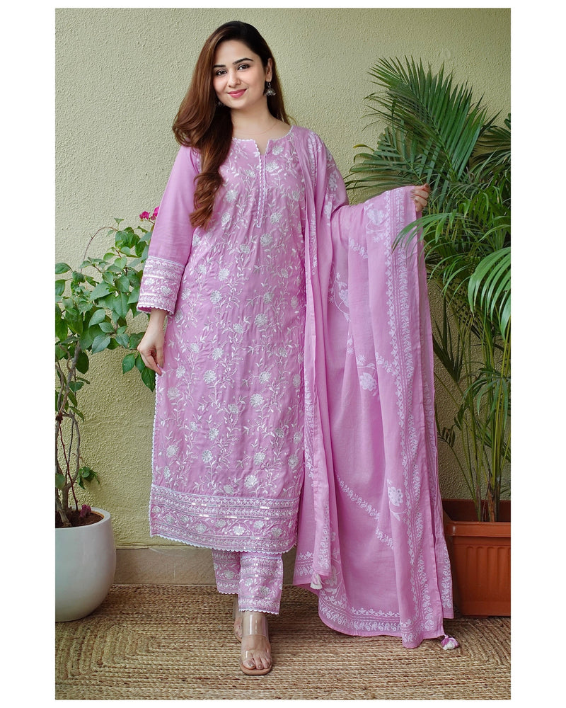 Lilac Lucknowi Suit Set