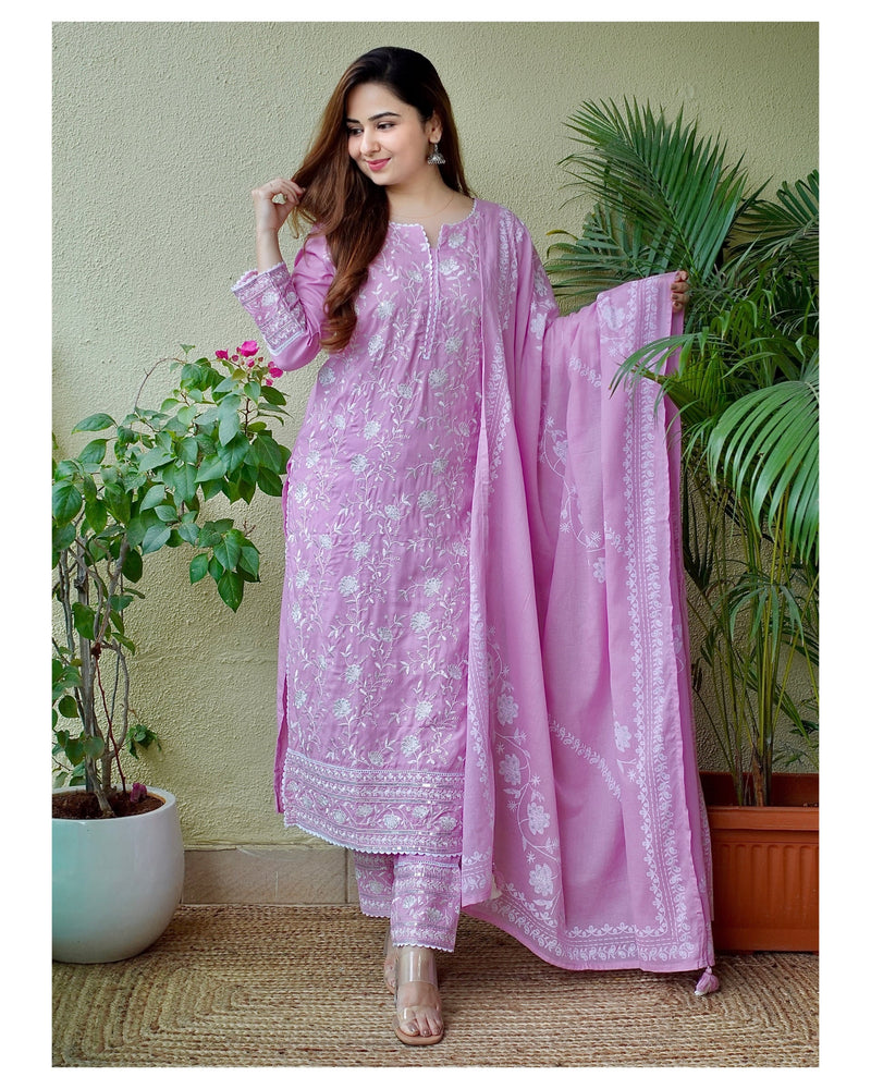 Lilac Lucknowi Suit Set
