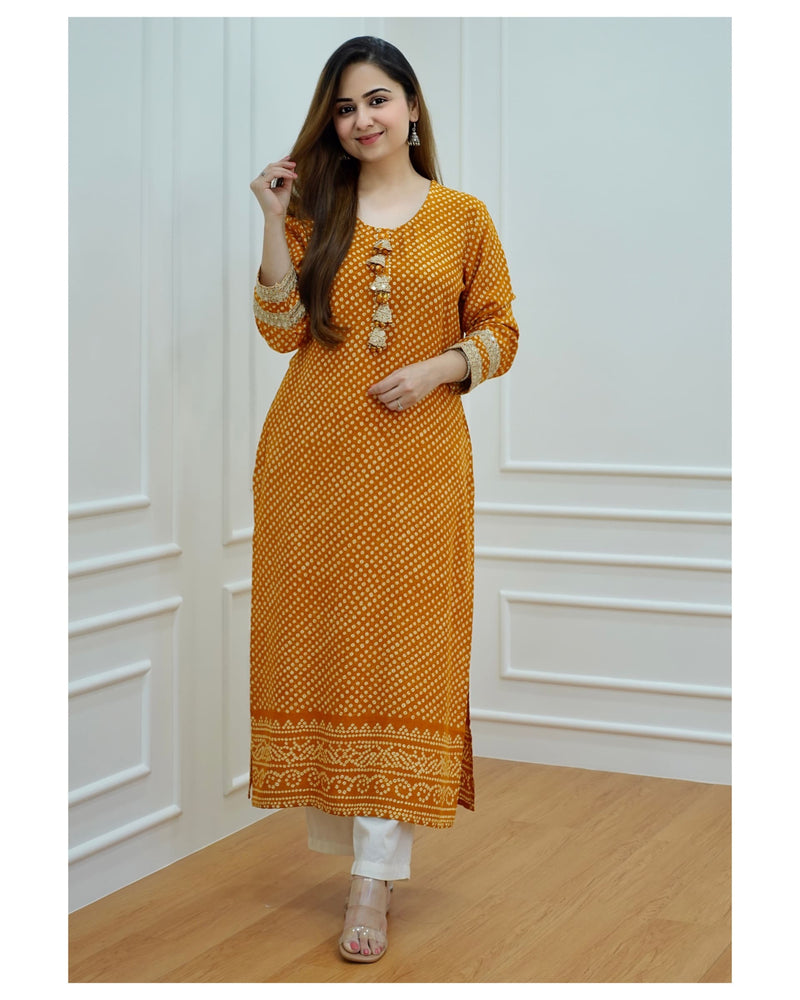 Mustard yellow striped kurta set - set of two by Geeta Fashion | The Secret  Label